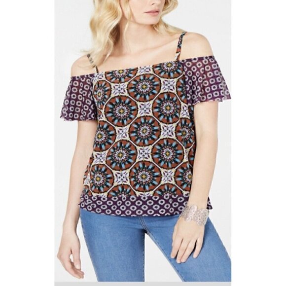 Women’s Medium INC International Concepts Brown & Purple Tank Top Blouse - Picture 1 of 6